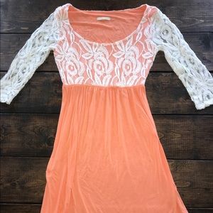 Orange/peach and white lace boutique dress